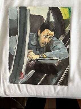 Original Watercolor Portrait of Actor Adrian Brody